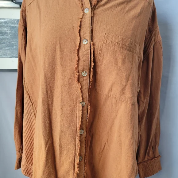 NEW We The Free People Cool & Clean Thermal Waffle Knit Button Down Shirt XS - Picture 4 of 16